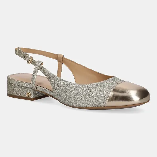 Kožené lodičky MICHAEL Michael Kors Perla zlatá barva, na podpatku, s odkrytou patou, 40T5PLFS1M.740