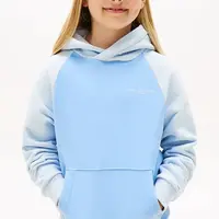 Dětská mikina Tommy Hilfiger modrá barva, s kapucí, vzorovaná, KS0KS00632