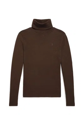 Dětské tričko s dlouhým rukávem Polo Ralph Lauren hnědá barva, s golfem, 313850670018