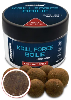 Haldorádó tvrzené boilie krill force hard hook boilies wafters 100 g 24/30 mm - hot spicy