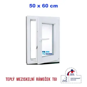 Plastové okno | 50 x 60 cm (500 x 600 mm) | bílé | otevíravé i sklopné | pravé