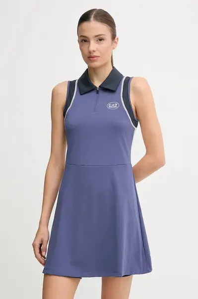 Sportovní šaty EA7 Emporio Armani tmavomodrá barva, mini, AF19155.7W000560