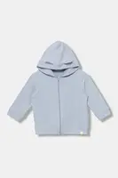 Kojenecká mikina United Colors of Benetton modrá barva, s kapucí, hladká, 3MDSA501M