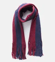 Gemre Navy Red Fringed Scarf Lana