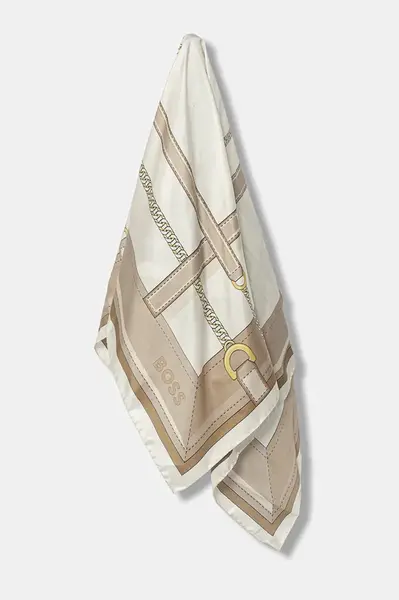 Hedvábný šátek BOSS Lainy žlutá barva, 50536118