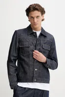 Bavlněná džínová bunda A.P.C. CODBS-H02191 INDIGO tmavomodrá barva, přechodná, CODBS.H02191-INDIGO
