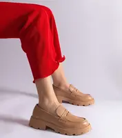 Gemre Dark beige women's loafers made of eco leather Violanda