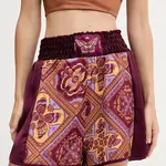 Kraťasy adidas x Farm Rio dámské, vínová barva, high waist, JW4482
