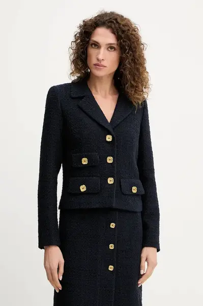 Blazer s příměsí vlny Luisa Spagnoli tmavomodrá barva, 542245