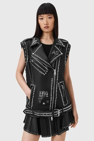 Kožená vesta AllSaints BILLIE