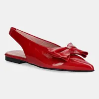 Kožené baleríny Pretty Ballerinas Yvette červená barva, s odkrytou patou, 52618_001