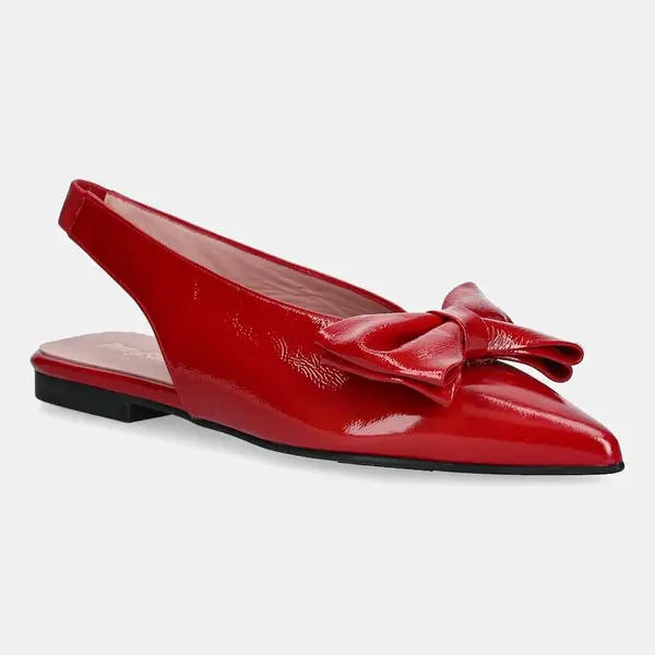 Kožené baleríny Pretty Ballerinas Yvette červená barva, s odkrytou patou, 52618_001