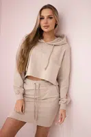 Set of sweatshirt with beige skirt