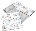 Medi Partners Quilt 75x100 + pillow 35x30 cotton + minky – Deer in leaves + gray Minky