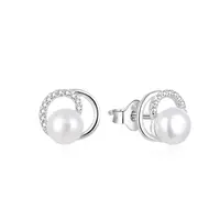 Beneto Elegantní perlové náušnice se zirkony AGUP1321PL