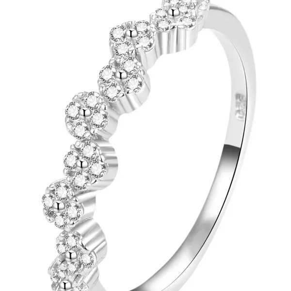 Beneto Půvabný stříbrný prsten s čirými zirkony AGG390 64 mm