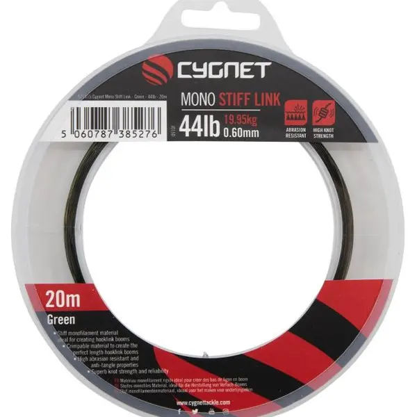 Cygnet návazcový vlasec mono stiff link 20 m green - 0,6 mm 44 lb 19,95 kg