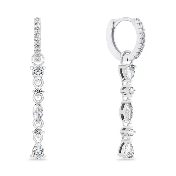 Brilio Silver Elegantní stříbrné náušnice 2v1 se zirkony EA995W