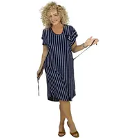 Pri Navy striped midi dress with waist tie MARINA