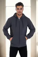 94090 Dewberry Kangaroo Pocket Hooded Zipper Mens Sweatshirt-ANTHRACITE