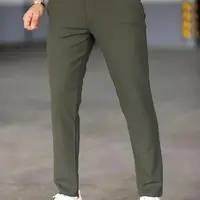 47676 Dewberry Italian Cut Elastic Fabric Mens Trousers-Khaki