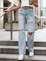 Dámske široké džínsy s pretrhaniami