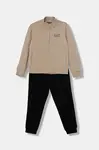 Dětská bavlněná tepláková souprava EA7 Emporio Armani béžová barva, 7B000030 AF10380
