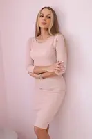 Sada halenek se sukní tmavě pudrově růžové