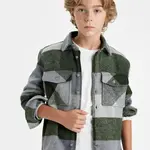 DEFACTO Boy Oversize Wide Pattern Checkered Polo Collar Flannel Long Sleeve Shirt