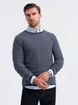 Ombre Men's knitted sweater with structured dots - navy blue