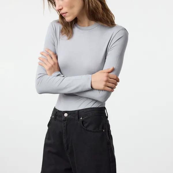 Trendyol Gray Crew Neck Slim/Fitting Knitted Bodysuit