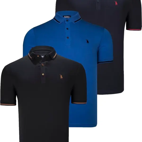 TRIPLE SET T8586 DEWBERRY MEN'S T-SHIRT-BLACK-NAVY-SAKS