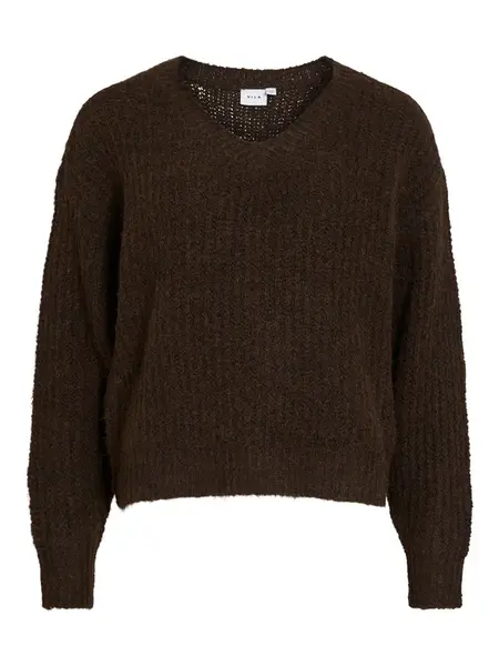 VILA Sveter 'VILampe'  tmavohnedá