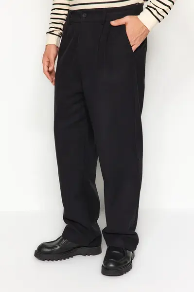Trendyol Black Wide Leg Stamped Trousers