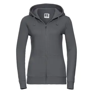 Dark grey women's hoodie with Authentic Russell zipper