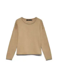 VERO MODA Sveter 'VMSABA'  tmavobéžová