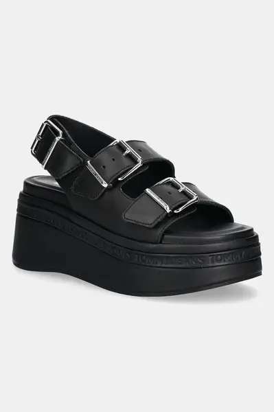 Kožené sandále Tommy Jeans WEDGE SANDAL