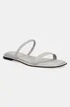 Kožené šľapky Calvin Klein FLAT SANDAL SQUARED 2-BAR LTH