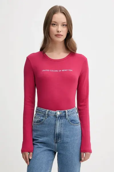 Bavlnené tričko s dlhým rukávom United Colors of Benetton