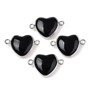 Natural Obsidian Love Heart Pendants