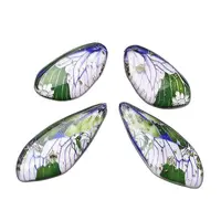 4Pcs Transparent Epoxy Resin Butterfly Wings Pendants
