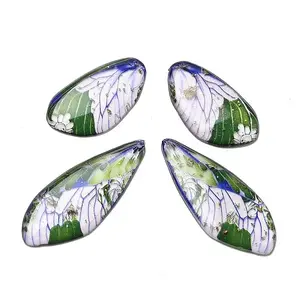 4Pcs Transparent Epoxy Resin Butterfly Wings Pendants