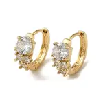 Brass Micro Pave Cubic Zirconia Hoop Earring