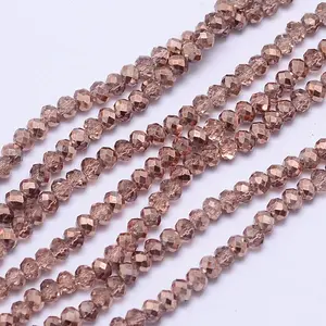 Faceted Rondelle Transparent Painted Glass Beads Strands
