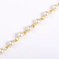 Handmade Round Glass Pearl Beads Chains for Necklaces Bracelets Making