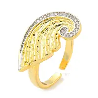 Brass Micro Pave Clear Cubic Zirconia Open Cuff Ring for Women