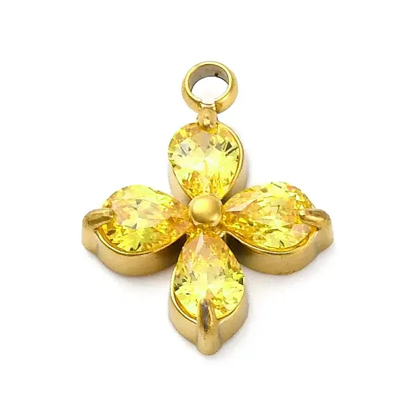 304 Stainless Steel Micro Pave Cubic Zirconia Pendants