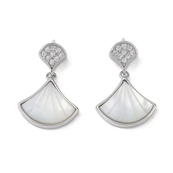 Brass & Shell & Clear Cubic Zirconia Pendants