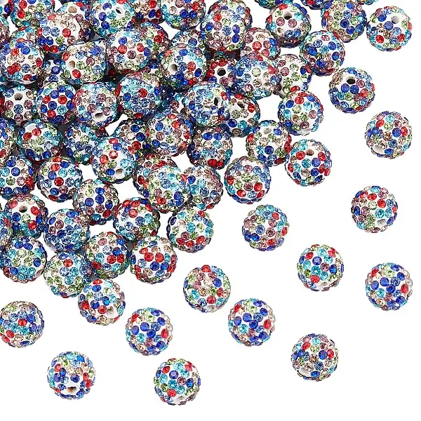 100Pcs Polymer Clay Pave Rhinestone Beads