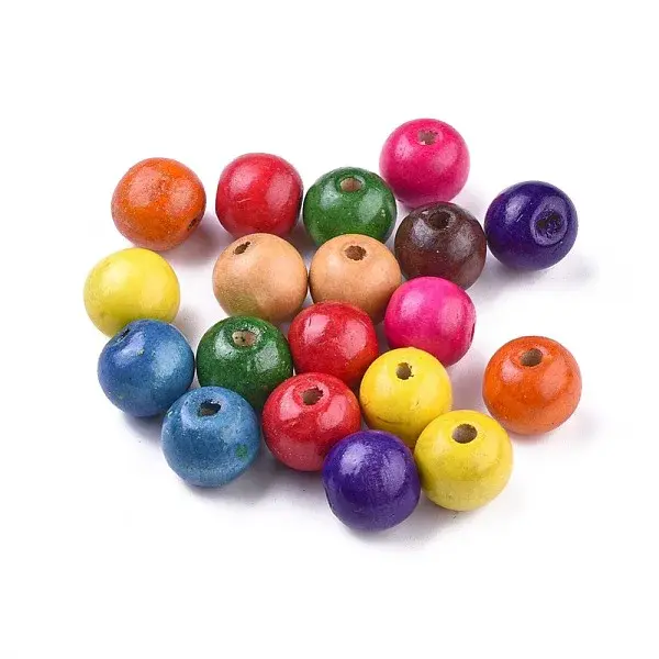 Dyed Natural Wood Beads